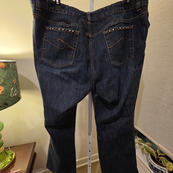 Dark Blue Flare Jeans Studded Western  Bootcut Size 14/16 - Picture 5 of 7